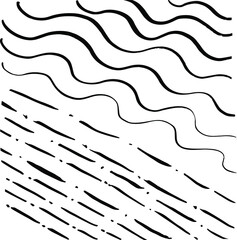 Vector image of wavy and broken lines in black.