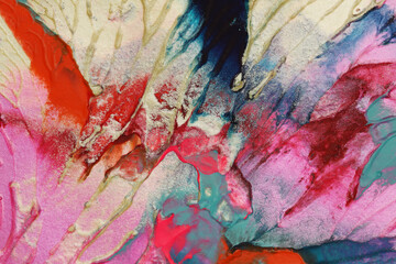 Abstract acrylic and watercolor smear blot painting.