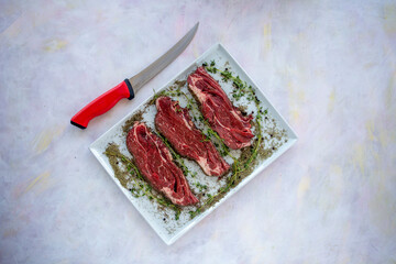 fresh meat on a white background