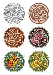 Vector set of circles with floral elements