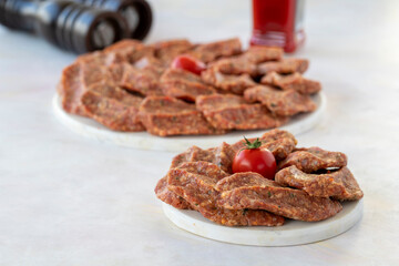 minced meatballs on a white background