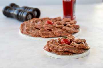minced meatballs on a white background