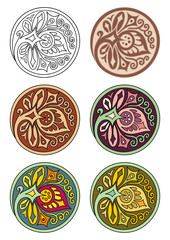Vector set of circles with floral elements