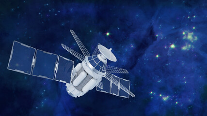 Obraz na płótnie Canvas Spacecraft against the background of space. 3D illustration