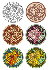 Vector set of circles with floral elements