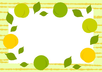 青梅と葉の四角い和風フレーム