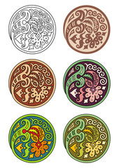 Vector set of circles with floral elements