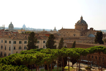 Fototapeta na wymiar Amazing view from Campidoglio Vittoriano's hilltop on the catholic church Chiesa del Gesu