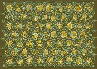 Vector floral round braided elements illustration