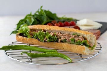 tuna sandwich on a white background