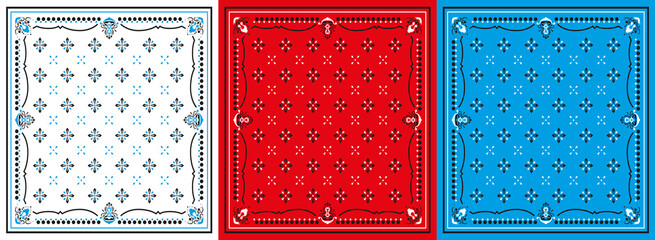 Seamless pattern based on square ornament paisley Bandana Print for boys and girls. motive for print on fabric or papper