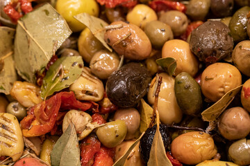 olives ready for sale on the counter