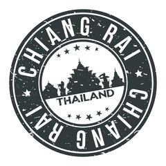 Chiang Rai Thailand Round Stamp Icon Skyline City Design badge.