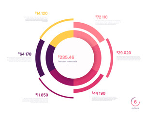 Vector circle chart design, modern template for creating infographics, presentations, reports, visualizations