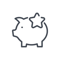 Collect Loyalty Points line icon. Piggy Bank with Star vector outline sign.
