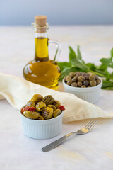 olives on a white background
