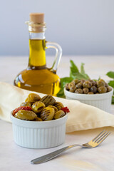 olives on a white background