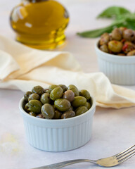 olives on a white background