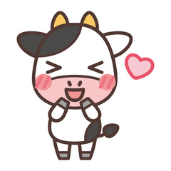 funny cow cartoon-Cow character and heart