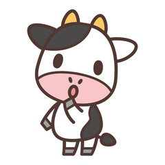 funny cow cartoon-Cow character watching and listening