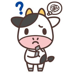 Cow character worried