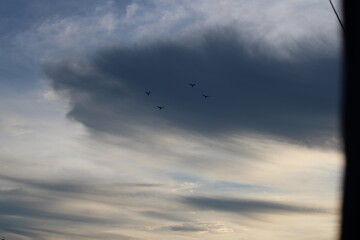 clouds in the sky with birds
