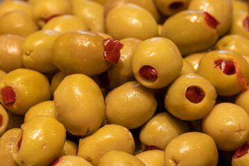 olives ready for sale on the counter
