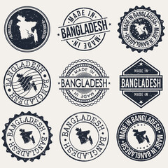 Bangladesh Travel Stamp Made In Product Stamp Logo Icon Symbol Design Insignia.