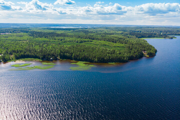 Fototapeta premium Aerial view of lake Paijanne, Paijanne National Park, Finland.