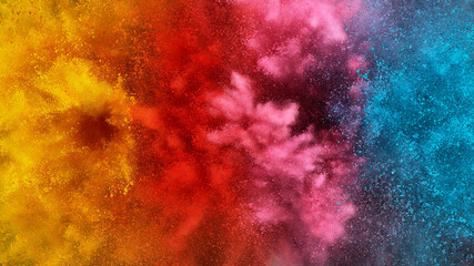 Abstract coloured powder explosion background
