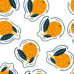 Obraz premium seamless pattern with hand drawn orange fruit. creative designs for fabric, wrapping, wallpaper, textile, apparel.