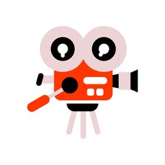Cinema camera flat icon. Movie camera symbol. Cinematography concept.