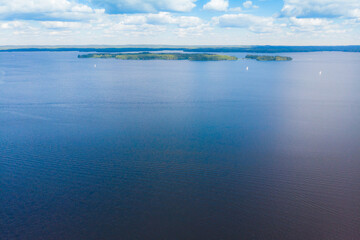 Aerial view of lake Paijanne, Paijanne National Park, Finland.
