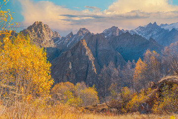 Caucasus mountains in autumn.