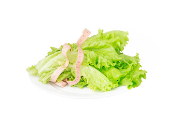 Lettuce on a plate isolated on white background