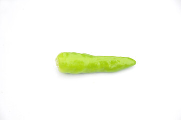 the green ripe chilly isolated on white background.