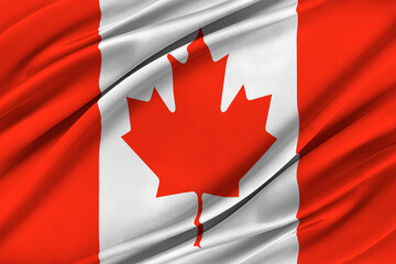 Colorful Canadian flag waving in the wind. High quality illustration.