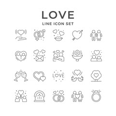 Obraz premium Set line icons of love and romance