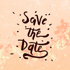 Vector hand drawn Save the date text brush lettering. Modern calligraphy design for invitation cards and banners.