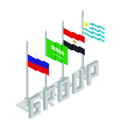 Soccer world championship tournament 2018 team flags Egypt Saudi Arabia ,Russia Uruguay