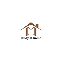 home study, home illustration logo, book. vector design template.