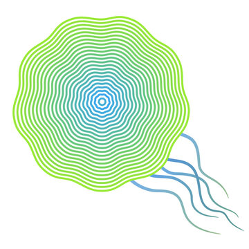 recommend clip art: Linear drawing jellyfish. Abstract graphics sound waves