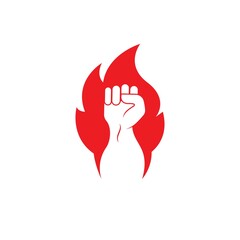 strong hand with hot fire vector illustration