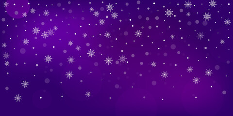 Snowflakes. Snow, snowfall. Falling scattered white snowflakes on a gradient background. Vector	