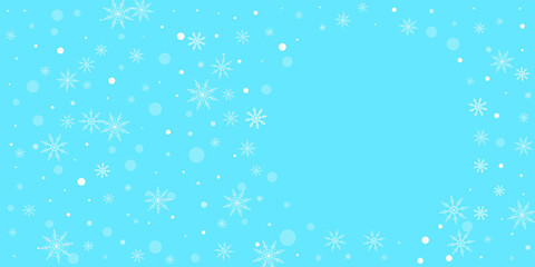 Snowflakes. Snow, snowfall. Falling scattered white snowflakes on a gradient background. Vector	