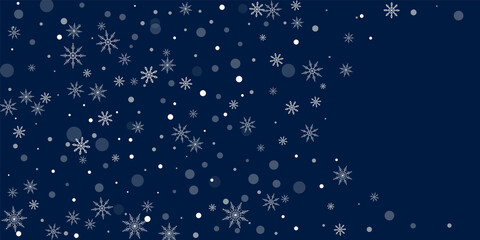 Snowflakes. Snow, snowfall. Falling scattered white snowflakes on a gradient background. Vector	