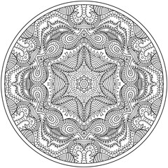 Vector floral ethnic outline hand drawn mandala