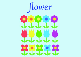 カラフルお花イラスト　かわいい