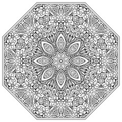 Vector mosaic hand drawn mandala octahedron figure