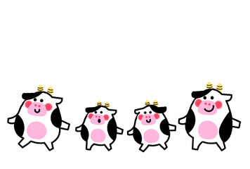 Obraz premium 牛さん四人家族